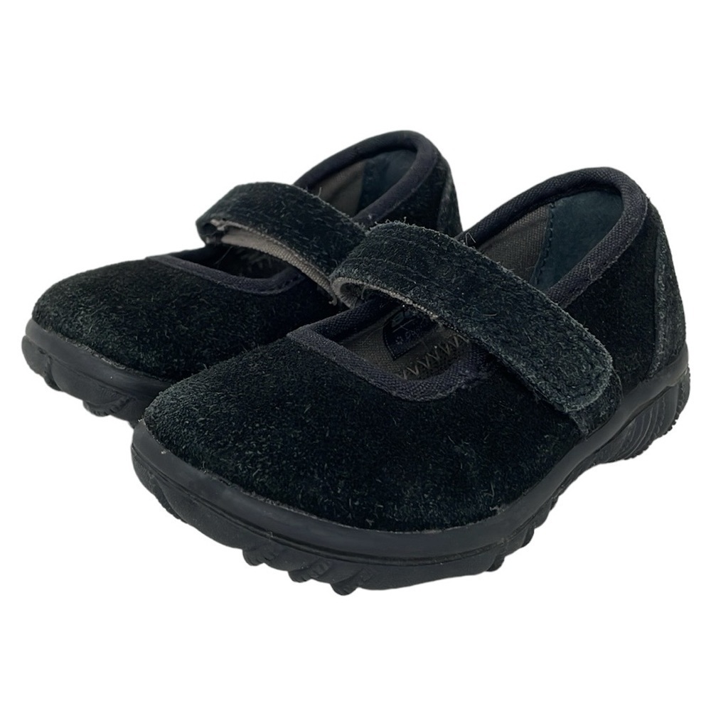 Bogs Shoes Infant 5 Black Leather Suede Wall Ball Hook and Loop Round Toe